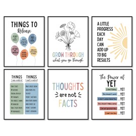 Dazzlewall Set of 6 Positive Affirmations Wall Pictures, Motivational Quotes Pictures for Office, Classroom, Children's Room Decoration, 8 x 10 in Unframed