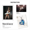 POPLYKE Ballerina Necklace Gifts Sterling Silver Dance with Blue Heart-Shaped