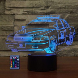 HPBN8 Ltd Kreative Polizei Auto Lampe Nachtlicht 7/16 Farbwechsel Fernbedienung Berühren Schreibtisch-Nacht licht mit USB-Kabel Kinder Weihnachten Geburtstagsgeschenke