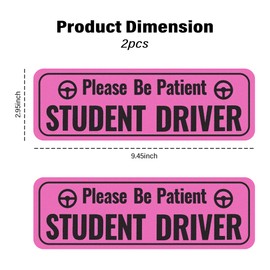 2PCS Student Driver Magnet for Car,Highly Reflective Student Driver Sticker for Car Door/Trunk/Hood/Bumper,Universal Removable Please Be Patient New Driver Magnet for Car (Pink)