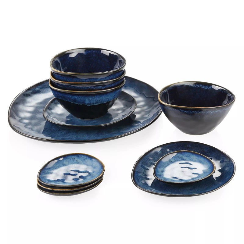 vancasso STARRY 11-Piece Dinnerware Set Stoneware Reactive Glazed Plate Bowl