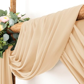 LINXTAR Wedding Arch Draping Fabric 1 Panel 30'' x 18FT Champagne Sheer Chiffon Arch Drapery for Easter Bridal Shower Backdrop Outdoor Party Arches Church Ceremony Decoration