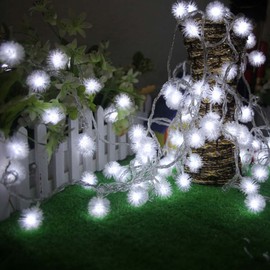 Cadena de 40 luces LED de 5 m, funciona con pilas, color blanco cálido, para decoración de fiestas, bodas y fiestas, Blanco