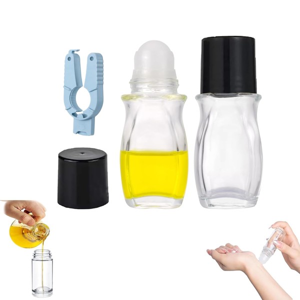 LQMBABY 50ML Round Glass Empty Roller Bottles for Essential Oils,