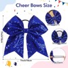 CN 7" Glitter Cheer Hair Bows for Cheerleader Blue Large