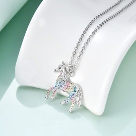 luomart Rainbow Animal Horse Necklace Gifts for Girls,Dainty Horses Pendant Jewelry for Women Boys Teen Girls Horse Lovers (Rainbow Horse Gifts)