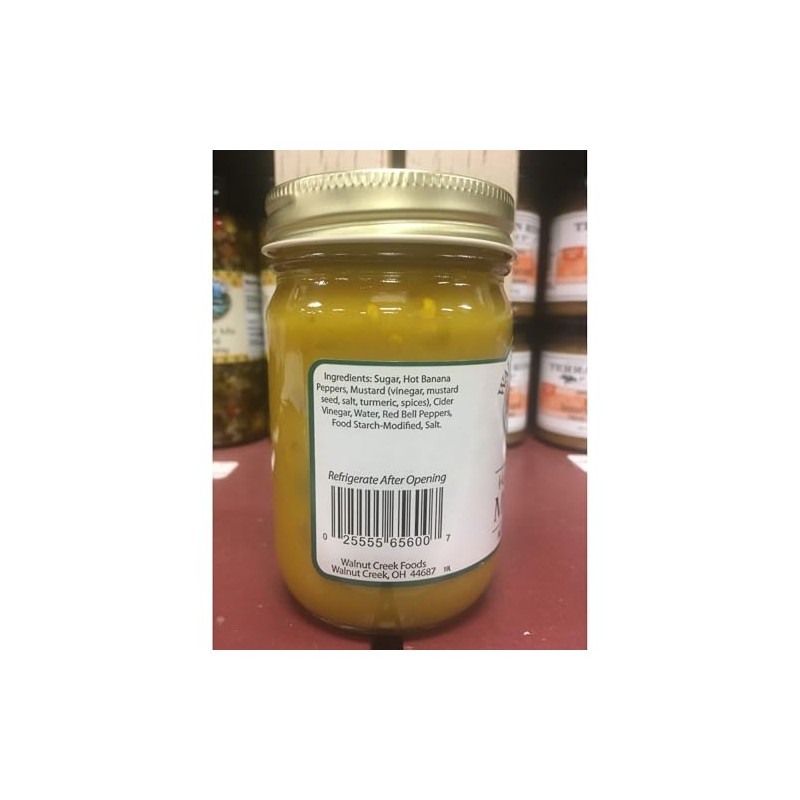 Walnut Creek Foods Hot Pepper Mustard, Two 14 ounce Glass