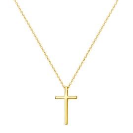 14K Gold Plated Tiny Cross Pendant Necklace for Women Simple Cross Necklaces Birthday Gifts for Women Girl Fashion Jewelry (Gold cross)