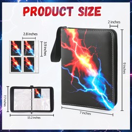 4 Pocket Card Binder Collectable Trading Card Albums Fits 400 Cards with 50 Removable Sleeves, Portable Card Guardian Book with Zipper, Collection Album Holder with Carry Strap for Game/Sport Cards