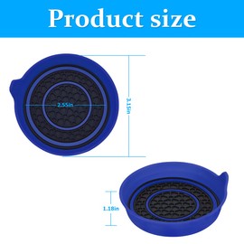 Bittwee 2PCS Car Cup Coaster, Silicone Vehicle Insert Water Bottle Mats Spill Holder, Non-Slip Waterproof Cup Holders, Automotive Interior Cup Pad Accessories, Universal for Most Cars（Black/Dark Blue）