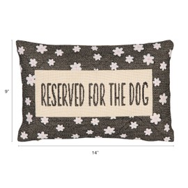 Creative Co-Op Cotton and Jute Embroidered Lumbar Pillow with Flower Pattern Reserved for The Dog, Multi Color, Black/Cream