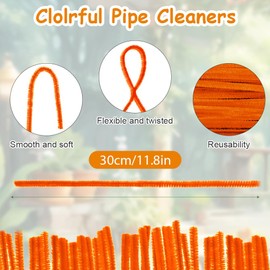 Ainiv 200PCS Pipe Cleaners Craft, 30cm Orange Crafting Pipe Cleaners, Fuzzy Sticks Craft Supplies, Chenille Stems for DIY, Arts & Crafts for Christmas Tree Creative Handmade DIY Decoration