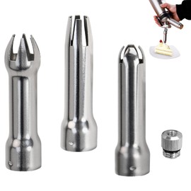 Set of 3 Cream Dispenser Replacement Parts, for Cream Dispenser Replacement Nozzles, Cream Dispenser Replacement Parts Set, Silver Stainless Steel Piping Nozzles Set, Cream Dispenser Replacement