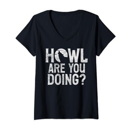 Womens Howl are you doing Wolf V-Neck T-Shirt