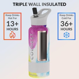 Coldest Sports Water Bottle with Straw Lid Vacuum Insulated Stainless Steel Metal Thermos Bottles Reusable Leak Proof Flask for Sports Gym (32 oz, Clouds of Tie Dye)