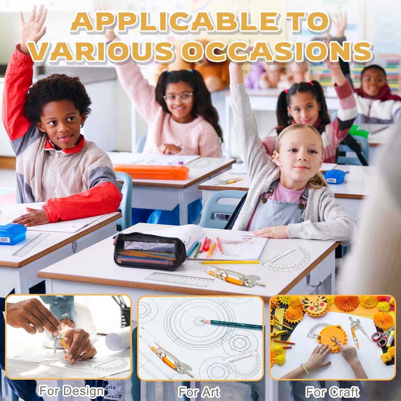 4 Pieces Geometry Math Set Compass for Geometry Math Compass