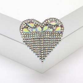 Crystal CZ Heart Shape Tasseel Brooches for Women Luxury Sparkly Rhinestones Heart Love Charm Lapel Pins Wedding Party Dance Banquet Beautiful Dress Suit Shirt Ceremony Clothes Accessories Jewelry (Silver)