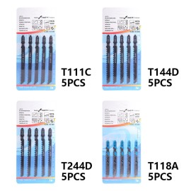 XCAN 20PCS Jigsaw Blades Set Assorted T-Shank Jig Saw Blades for Wood Plastic Metal