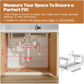 1 Pack-19"-32"W Expandable Under Sink Organizer With Upgrade Ball-Bearing Slide,2-Tier Pull Out Under Cabinet Organizer Height Adjustable,Not Suitable For Cabinets With Partitions In The Middle