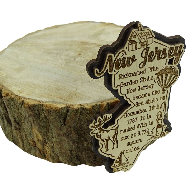 USA New Jersey State Map Wooden Magnet Souvenir Fridge Magnet