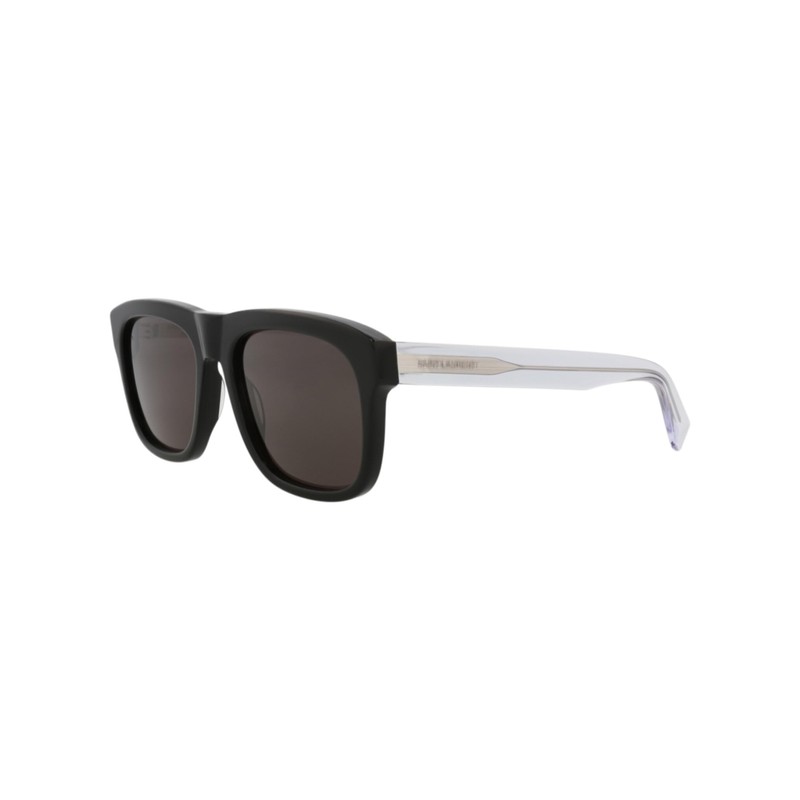 Saint Laurent SL 558 Rectangular Sunglasses, Black-Crystal-Black, One Size