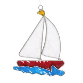 Resin Sailboat Suncatcher: Seaside Charm Decor & Ocean Holiday Souvenir - Coastal Window Decoration by Something Different Wholesale