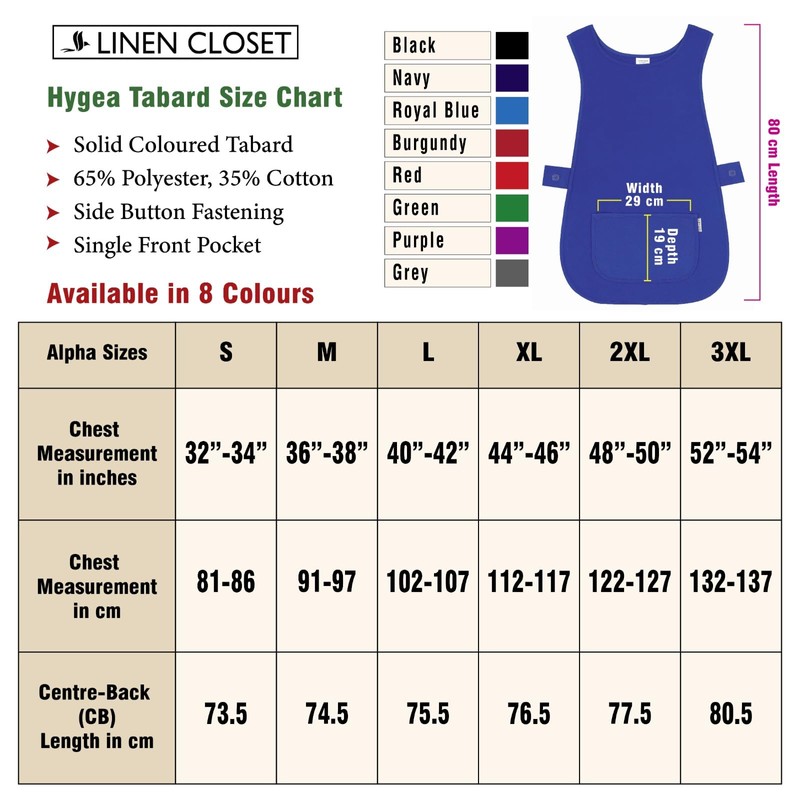 LINEN CLOSET® Womens Tabards with Pockets for Men Ladies Cleaning
