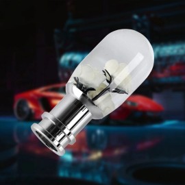 Unbranded JDM Clear Crystal Real White Rose Flower Silver Base Manual Stick Shift Knob