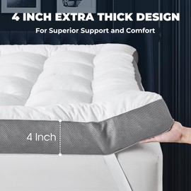 HYPREST 4 Inch Twin XL Mattress Topper Cotton,Shredded Memory Foam Fill