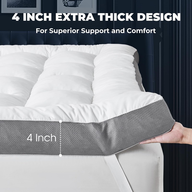 HYPREST 4 Inch Twin XL Mattress Topper Cotton,Shredded Memory Foam