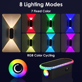 LIANGLOME 8PK Solar Fence Lights Outdoor - Solar Outdoor Light Warm White & RGB Lights for Outside Backyard, Patio, Deck Fence, Stair Handrail, Pool and Wall