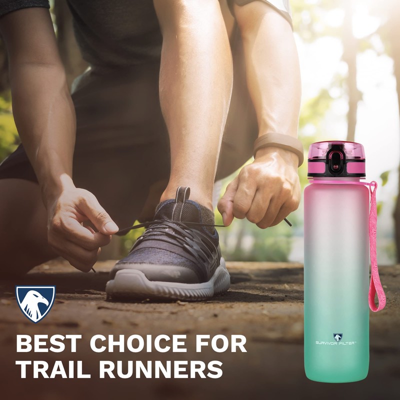 Survivor Filter 1L Sports Water Bottle with Time Markings -