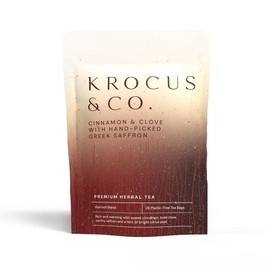 Cinnamon & Clove with Hand-Picked Greek Saffron | Luxury Herbal Tea | Natural Nootropic Saffron for Warmth, Focus & Inner Strength | Caffeine Free | 28 Tea Bags | Krocus & Co.