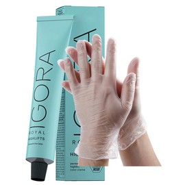Igora Royal Highlifts 12-1 Special Blonde Cendre Permanent Hair Color 2 Fl Oz and Clear Powdered Medium Vinyl Gloves (Bundle)