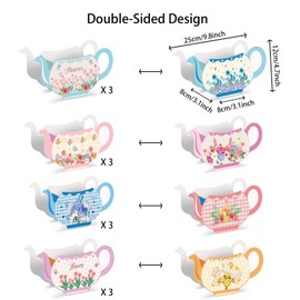 Qpout 12 Pieces Tea Party Centerpieces Floral Teapot Flower Boxes Tea Party Centerpieces Tables Vintage Teapot Vase Table Decoration for Princess Birthday Party Baby Shower Wedding Anniversaries