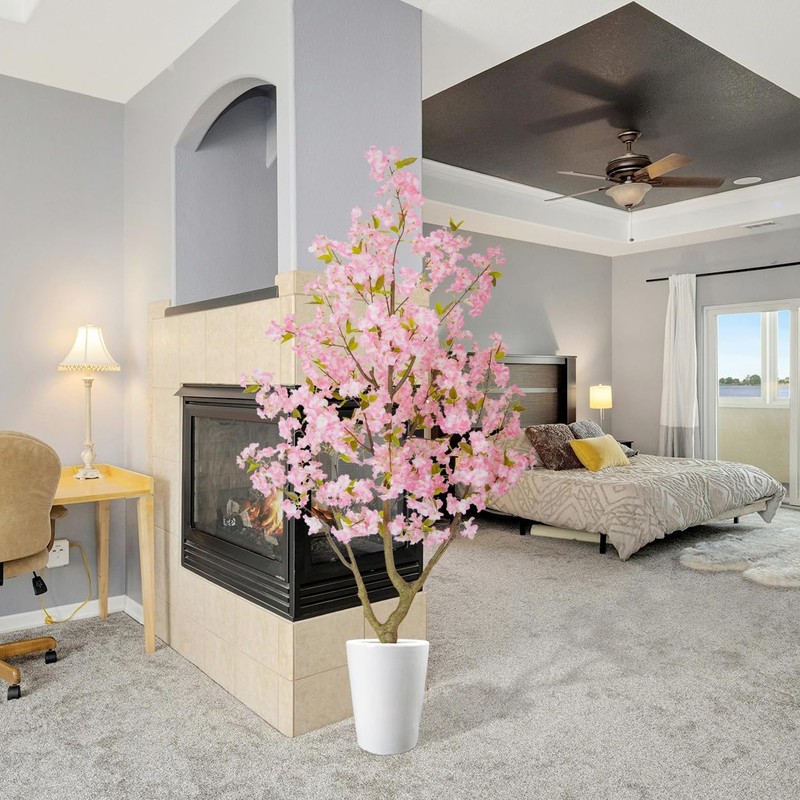 Warmplants 6ft Artificial Cherry Blossom Tree, Fake Sakura Pink Flower