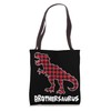 Red Plaid Matching Family Christmas Brother T Rex Tote Bag