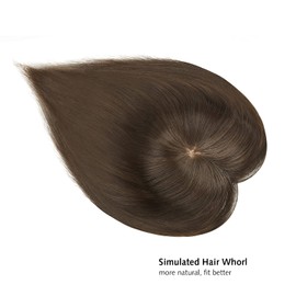 Yamel Hair Toppers for Women 3 Clips in Hair Pieces Topper Straight Light Natural Brown 8 Inches Short Synthetic Wiglets Hairpieces for Thinning Hair