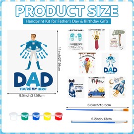 AmazingSpark 24 Pcs Father's Day Handprint Art Craft DIY Kit 8. 5 x 11 Inches DIY Card Making Kit with Paint Brushes Father Day Handprint Keepsake Art from Son Daughter for Classroom Family Activity