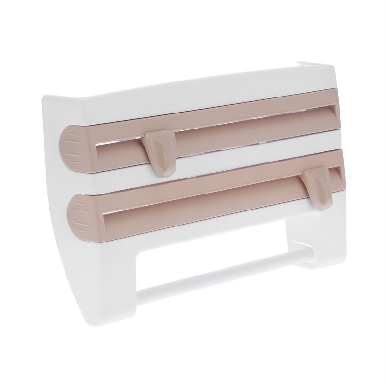 Plastic Wrap Storage Rack Cling Film Dispenser Cutter Paper Towel