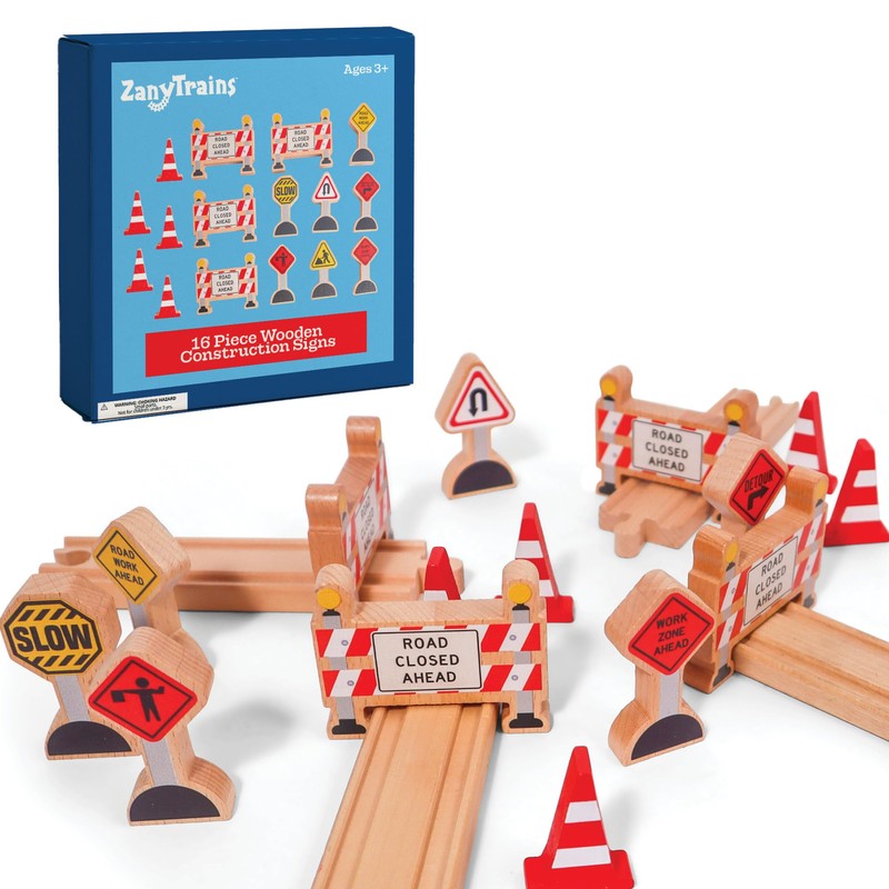 16 Pc Wooden Construction Signs and Traffic Cones - Construction