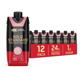 Optimum Nutrition Gold Standard Protein Shake, 24g Protein, Ready to Drink Protein Drinks, Strawberry, 11 Fl Oz, 12 Count (Pack of 1) (Packaging May Vary)