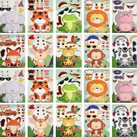Make a Face Stickers, Wild Animal Stickers for Kids, Craft Kit, Zoo Animal Party Favors for Boys Girls Ages 3+