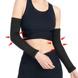 Milya Women's Elastic Sleeves, Breathable, Cotton Arm Warmers, Non-Slip Elbow Bandage, Arm Warmers for Women, Black, S/M/L, 1 Pair, black