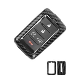 Hoolcar Key Fob Cover Case Key Holder Shell Remote Control Smart Key Fob Protector Fit for Jeep Grand Cherokee 2021-2024 2025, Carbon Fiber