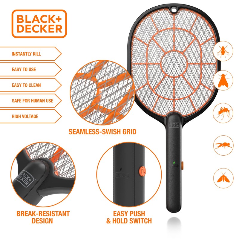Bug Zapper Racket – Electric Fly Swatter for Gnats, Mosquitoes,