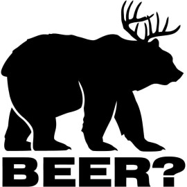 csRetro BEER Deer + Bear Parody Comedy Funny Hunting Hunter Vinyl Decal Truck Sticker