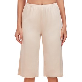 MANCYFIT Culotte Slip for Women Pettipant Half Slip Bloomers Wide Leg Pajama Pants Medium Nude