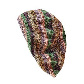 Inspirit Arts Extra Large Tam Beret Hat Heathered Earthtone Hand Made Knit Cap