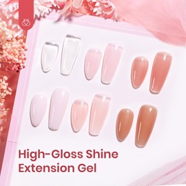 Beetles Poly Nail Gel Kit - 6 Colors Jelly Nude Extension Kit with Slip Solution Builder Nail Enhancement for Beginner & Professional Long Lasting DIY Home Christmas Gift for Women, UV & LED Needed